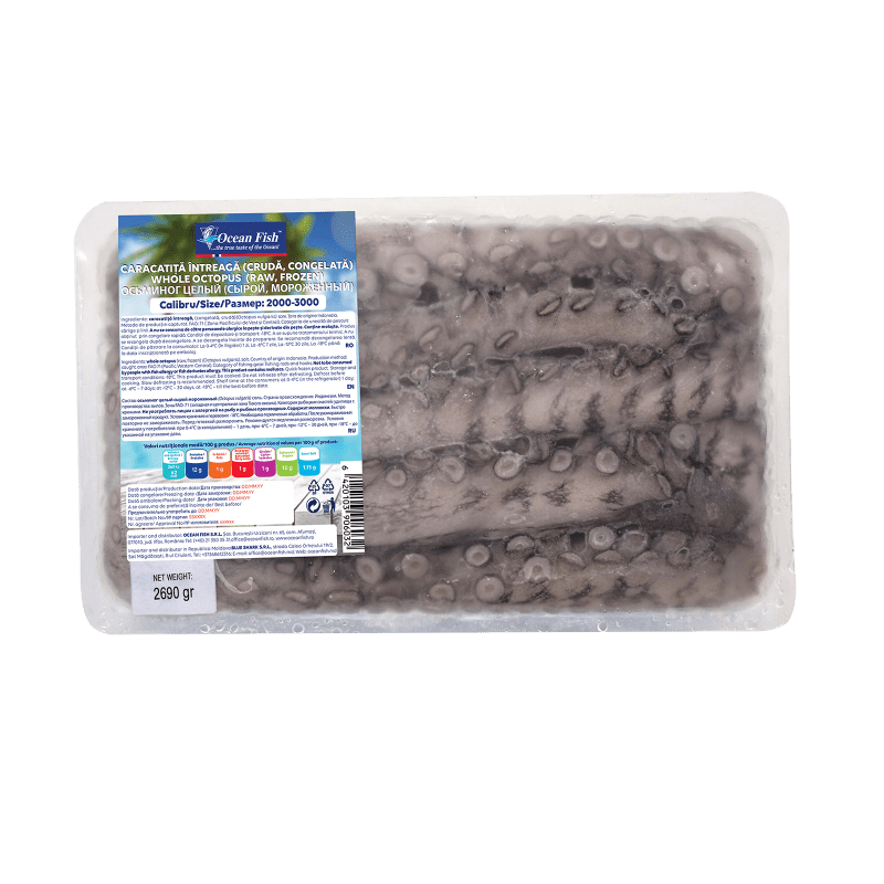 Caracatita cruda, intreaga 2-3 kg, in caserola, congelata
